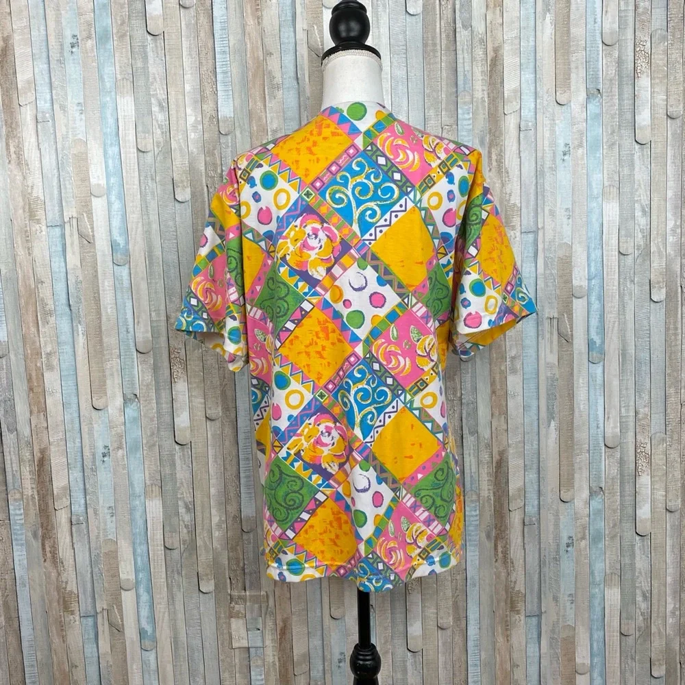 Vintage 80s 90s 20W Center Aisle Plus Size Printed Button Down Shirt Top Shacket - Picture 5 of 7